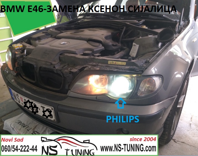 bmw e46 xenon far d2s sijalica philips zamena ugradnja novi sad tuning